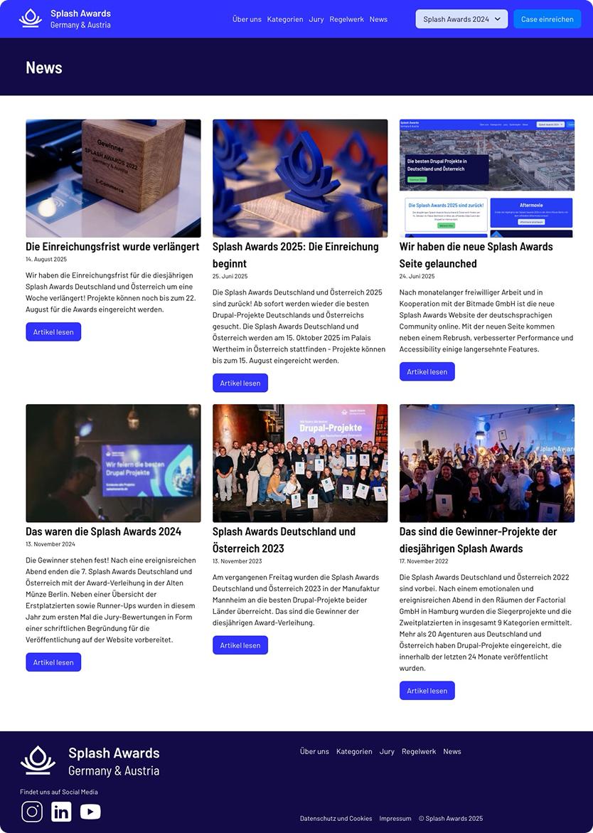 Ein Screenshot der Splash Awards Website