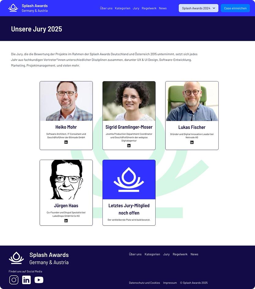 Ein Screenshot der Splash Awards Website