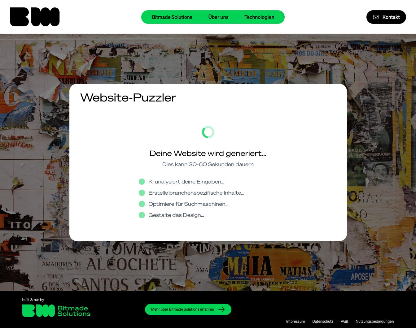 Screenshot: Website Puzzler arbeitet