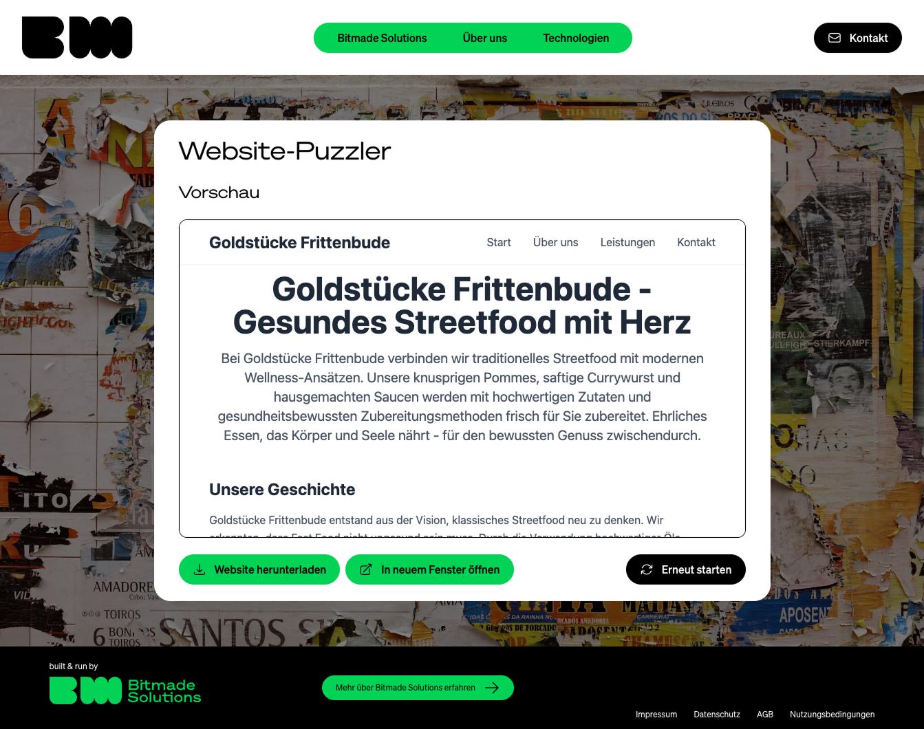 Screenshot: Website Puzzler Ergebnis